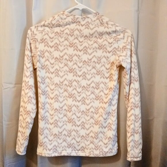 NEW womens XS Crew chevron print blouse Mauve White Raglan sleeve Super soft top - Picture 5 of 8